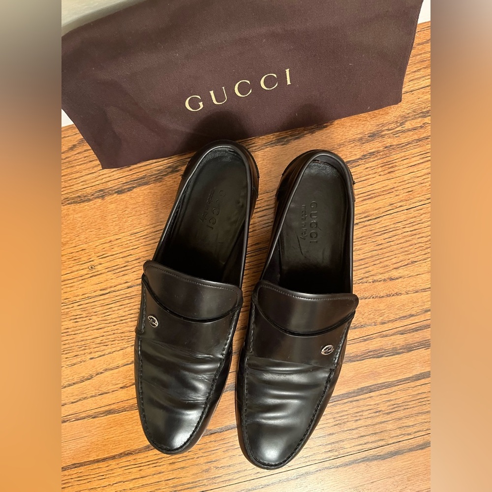 Gucci Men's Black Leather Slip-On Loafers - Picture 4 of 12